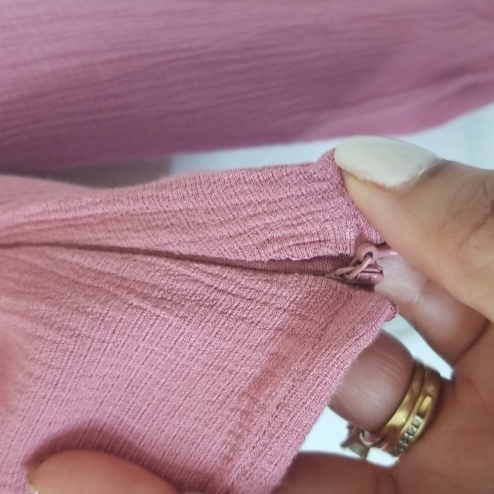 Free People Maise Mauve Rose Color Longsleeve Top Blouse V Neck Button Up Shirt - Picture 5 of 14